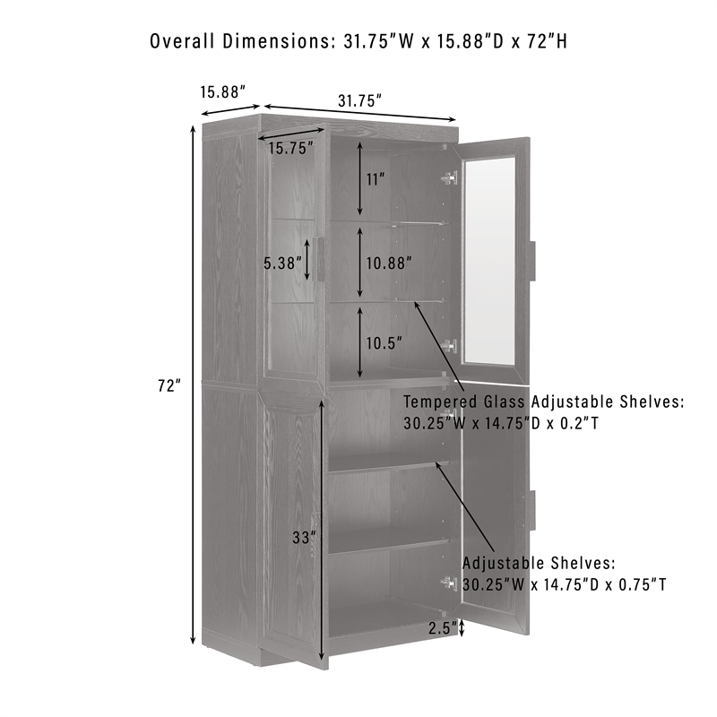 Crosley Furniture Essen 3-Piece Sideboard And Glass Door Pantry Set in Black