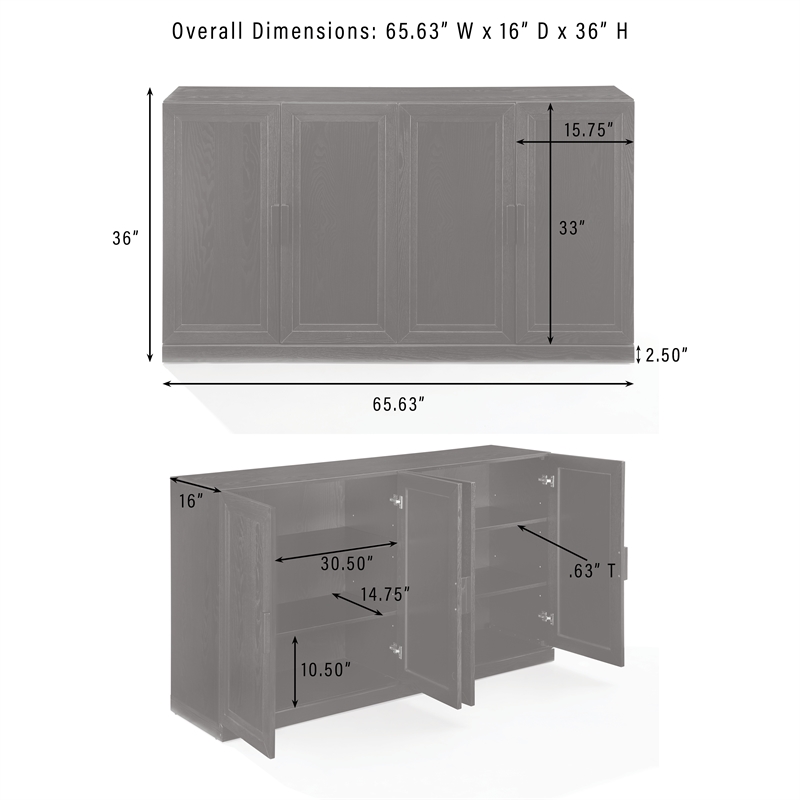 Crosley Furniture Essen 3-Piece Sideboard And Glass Door Pantry Set in Black