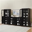 Crosley Furniture Essen 3-Piece Sideboard And Glass Door Pantry Set in Black