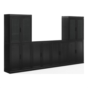 Crosley Furniture Essen 3-Piece Sideboard And Glass Door Pantry Set in Black