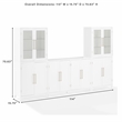 Crosley Furniture Roarke 3Pc Sideboard & Pantry Set W/Glass Door Hutch in White
