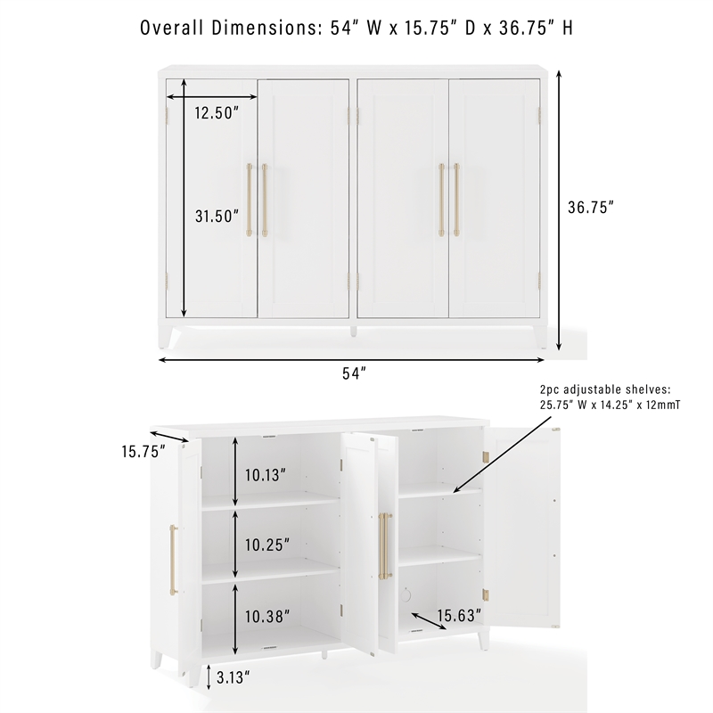 Crosley Furniture Roarke 3-Piece Sideboard & Pantry Set in White