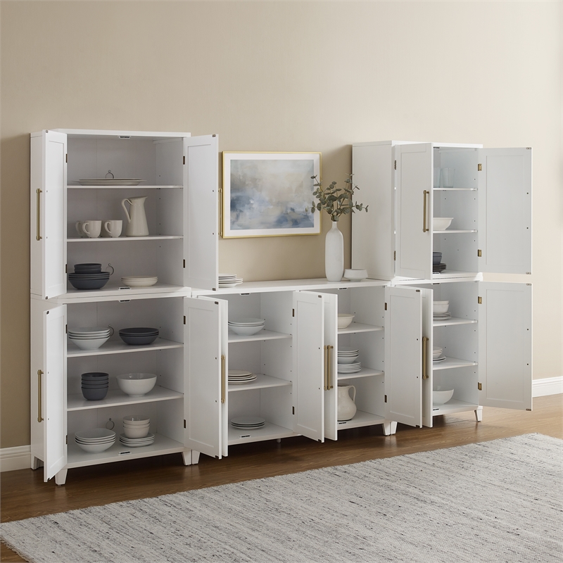 Crosley Furniture Roarke 3-Piece Sideboard & Pantry Set in White