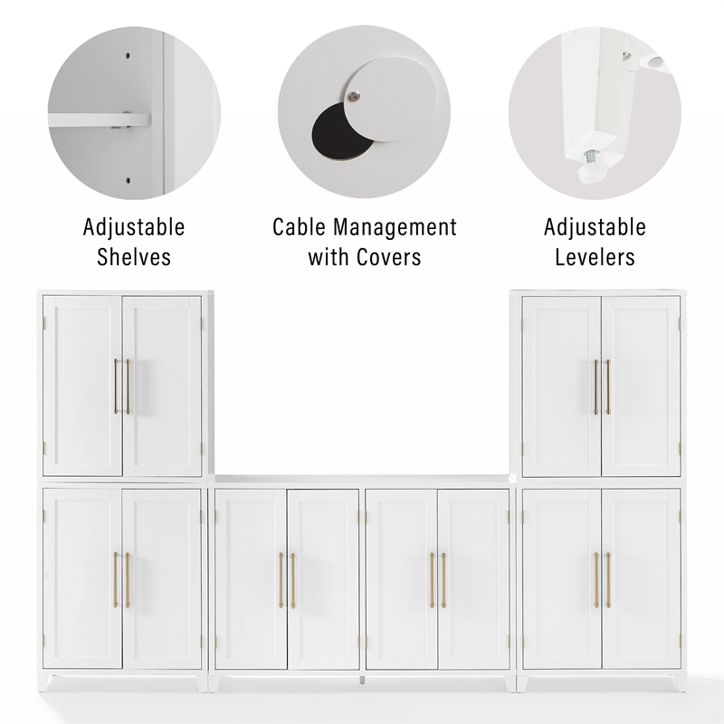 Crosley Furniture Roarke 3-Piece Sideboard & Pantry Set in White