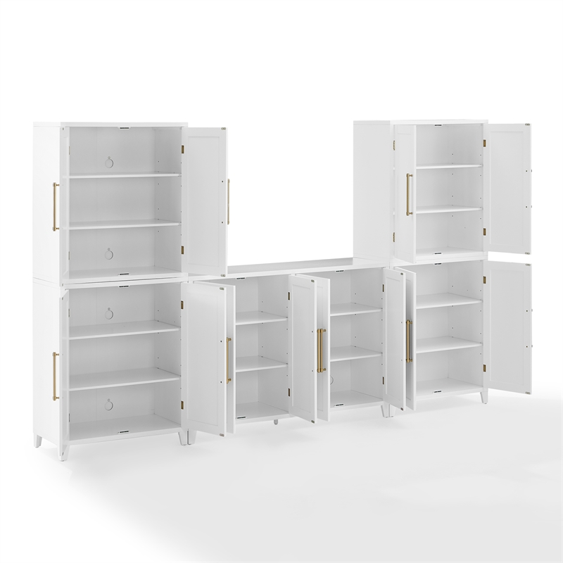 Crosley Furniture Roarke 3-Piece Sideboard & Pantry Set in White