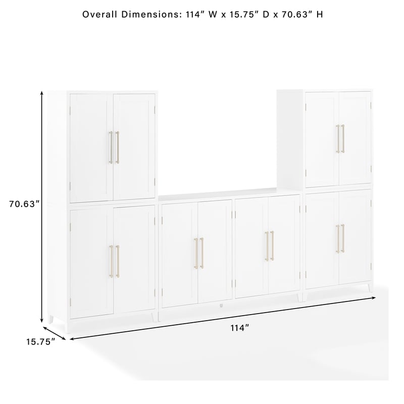 Crosley Furniture Roarke 3-Piece Sideboard & Pantry Set in White