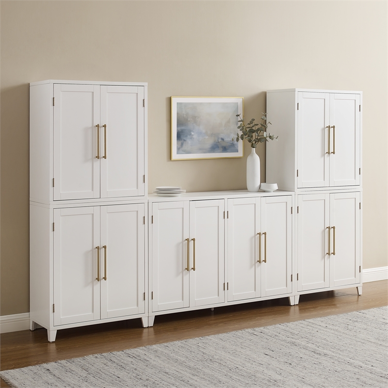 Crosley Furniture Roarke 3-Piece Sideboard & Pantry Set in White