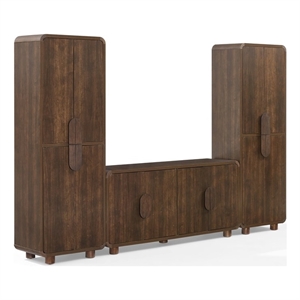 Crosley Furniture Millie 3-Piece Sideboard And Pantry Set in Brown