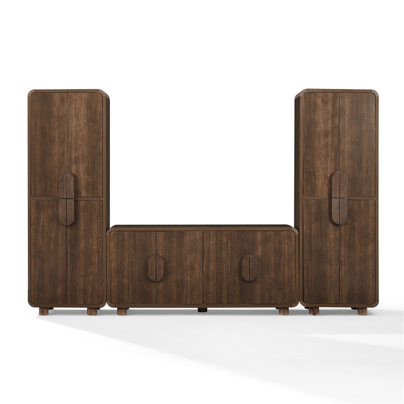 Crosley Furniture Millie 3-Piece Sideboard And Pantry Set in Brown