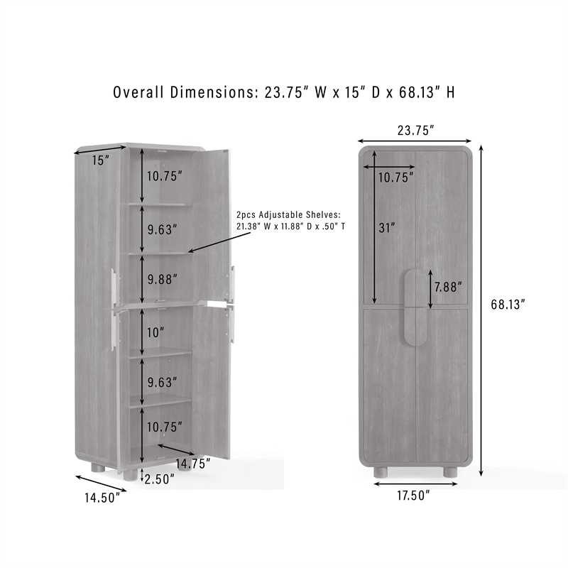 Crosley Furniture Millie 3-Piece Sideboard And Pantry Set in Brown