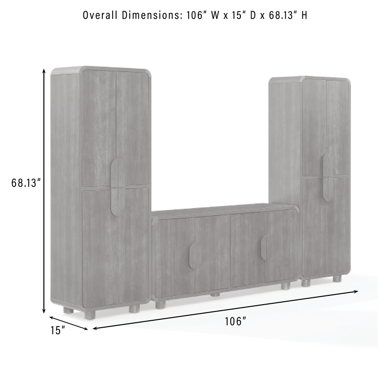 Crosley Furniture Millie 3-Piece Sideboard And Pantry Set in Brown