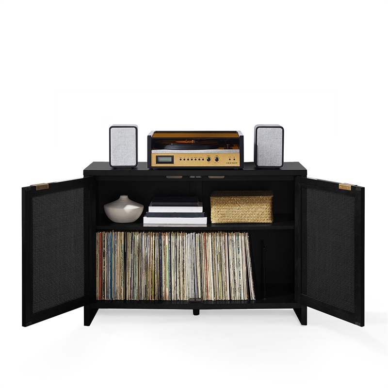 Crosley Furniture Kenji Record Storage Media Console in Black