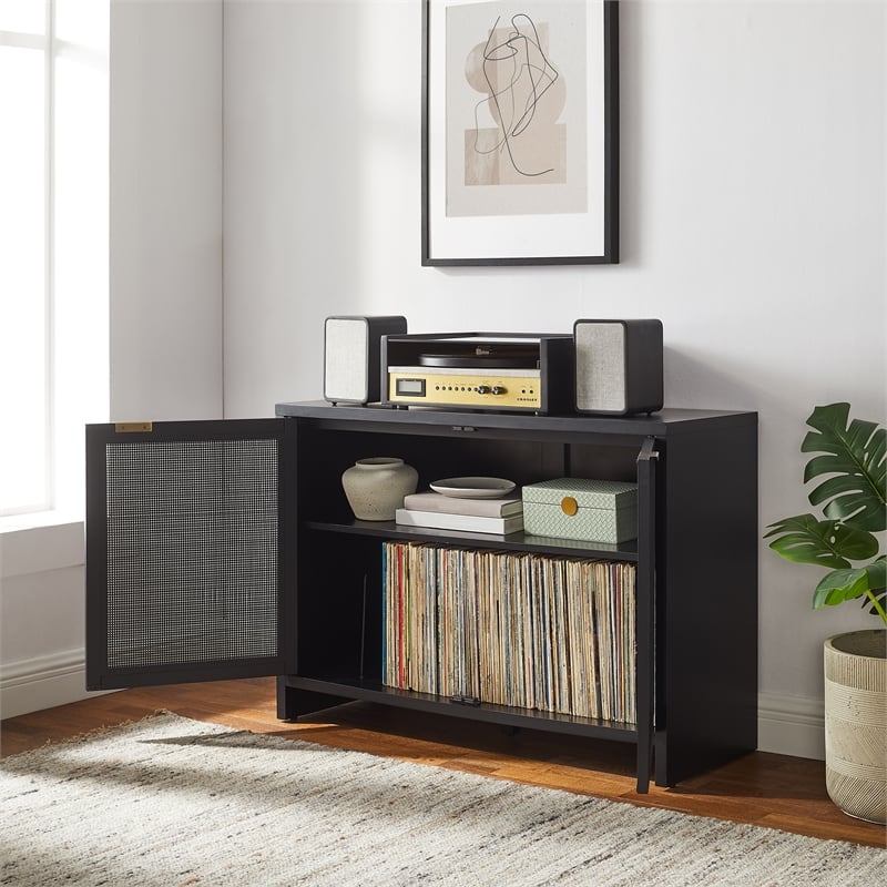 Crosley Furniture Kenji Record Storage Media Console in Black