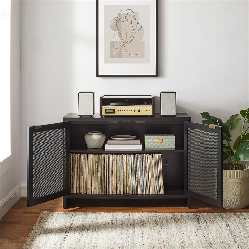 Crosley Furniture Kenji Record Storage Media Console in Black
