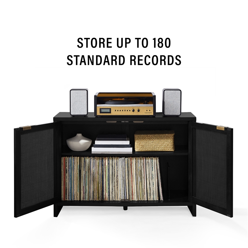 Crosley Furniture Kenji Record Storage Media Console in Black
