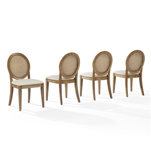 Crosley Furniture Katia 4-Pc Upholstered Cane-Back Dining Chair Set in Driftwood