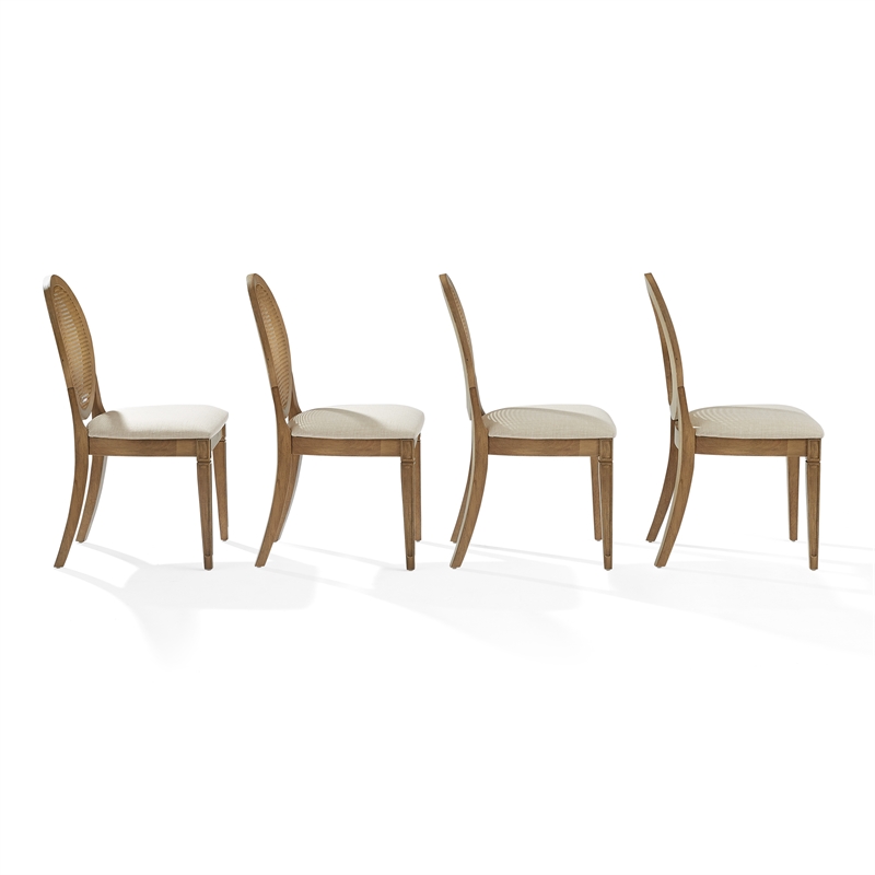 Crosley Furniture Katia 4-Pc Upholstered Cane-Back Dining Chair Set in Driftwood