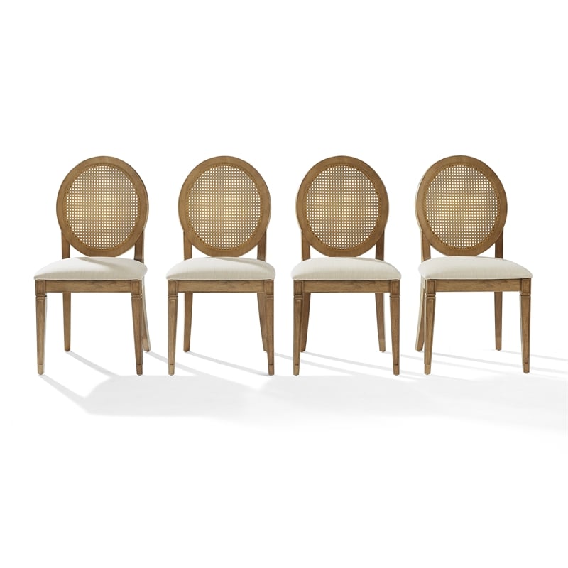 Crosley Furniture Katia 4-Pc Upholstered Cane-Back Dining Chair Set in Driftwood