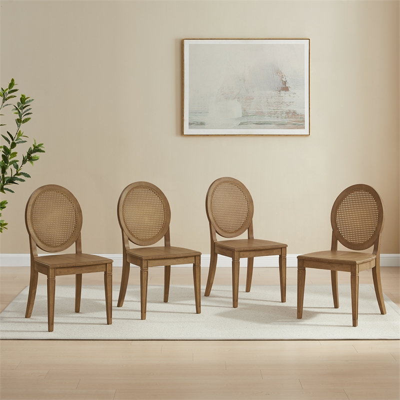 Crosley Furniture Katia 4-Piece Cane-Back Dining Chair Set in Driftwood