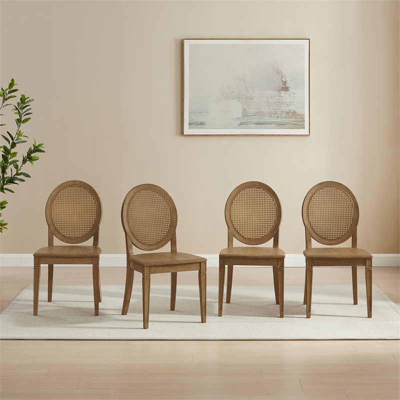 Crosley Furniture Katia 4-Piece Cane-Back Dining Chair Set in Driftwood