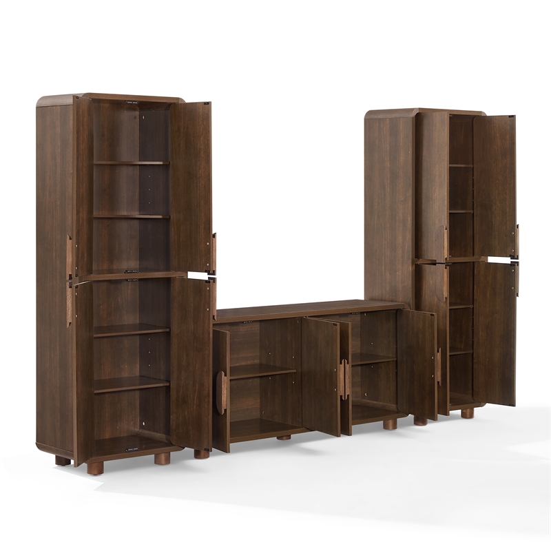 Crosley Furniture Millie 3-Piece  Entertainment Center in Brown