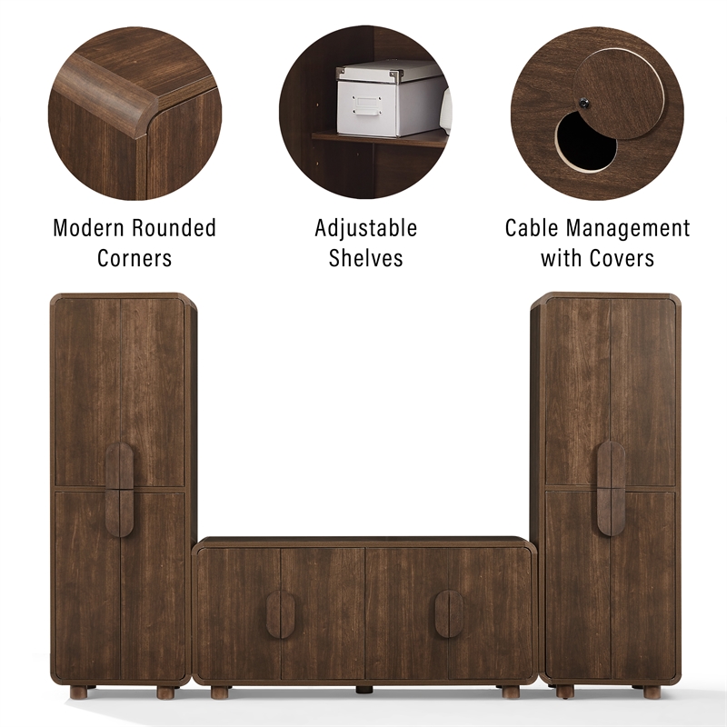 Crosley Furniture Millie 3-Piece  Entertainment Center in Brown