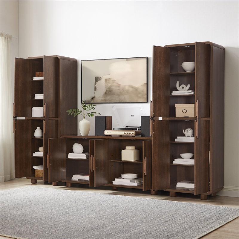 Crosley Furniture Millie 3-Piece  Entertainment Center in Brown