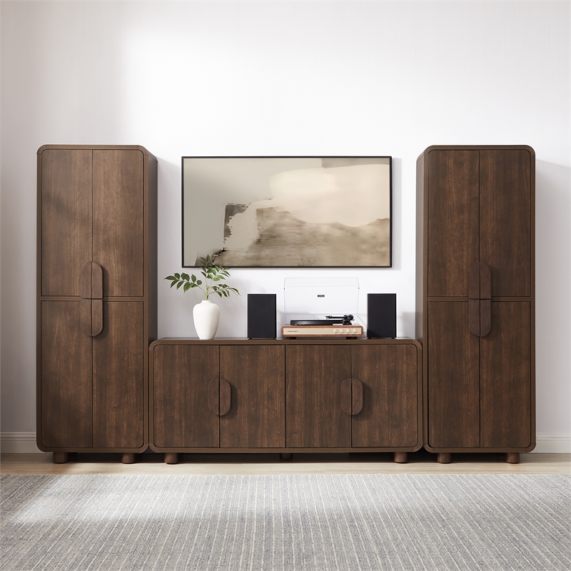 Crosley Furniture Millie 3-Piece  Entertainment Center in Brown