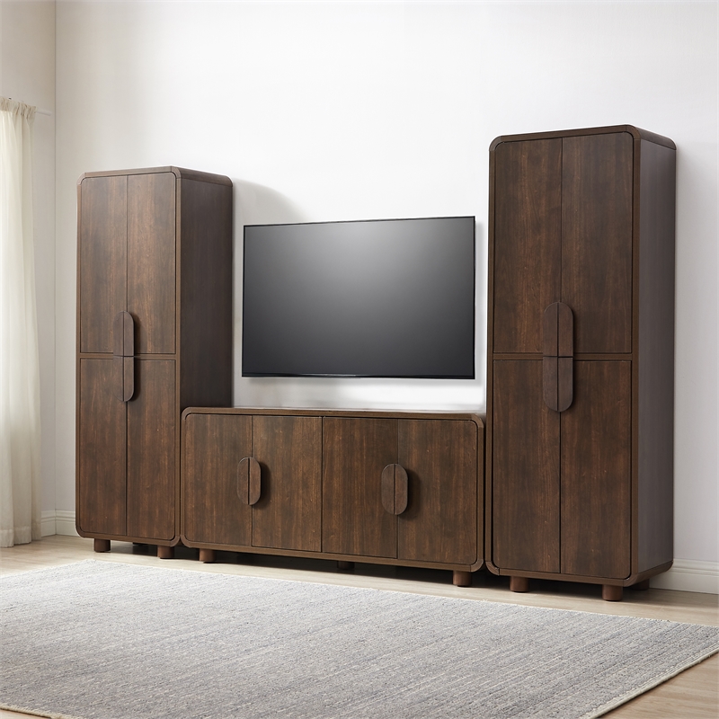 Crosley Furniture Millie 3-Piece  Entertainment Center in Brown