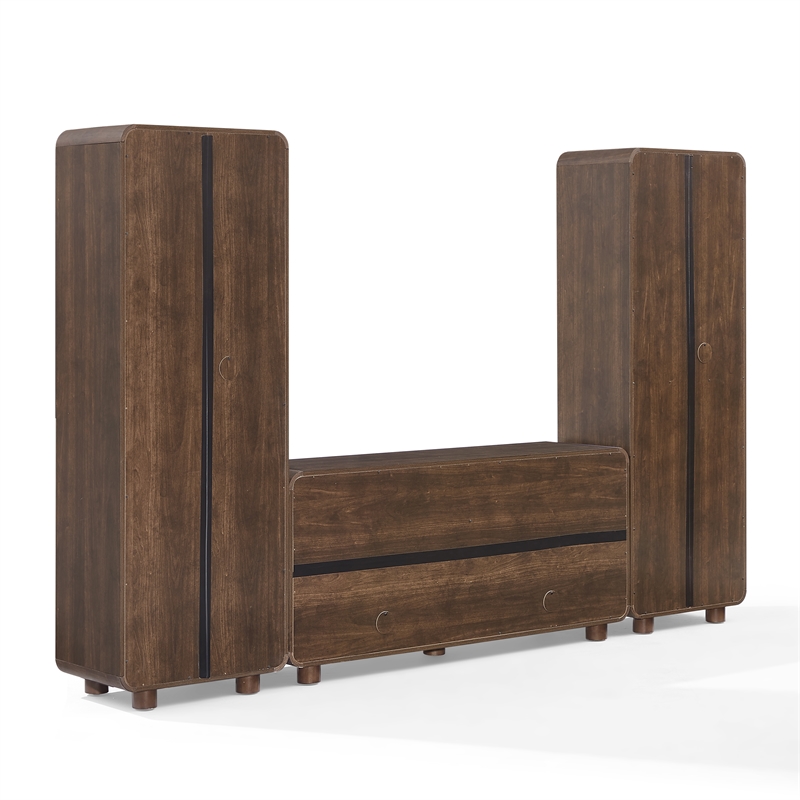 Crosley Furniture Millie 3-Piece  Entertainment Center in Brown