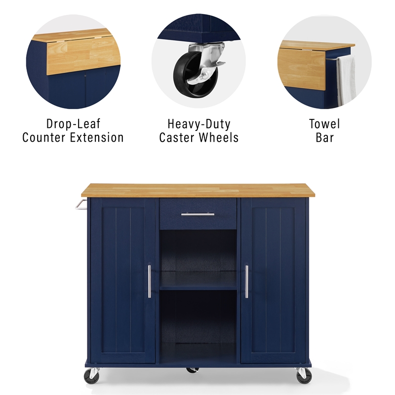 Crosley Furniture Stella Kitchen Cart in Navy