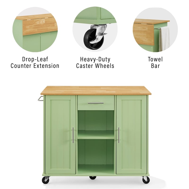 Crosley Furniture Stella Kitchen Cart in Mint