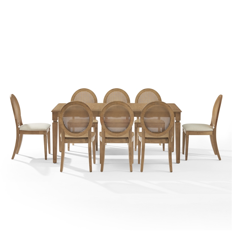 Crosley Furniture Katia 9Pc Dining Set With Cane-Back Chairs in Driftwood