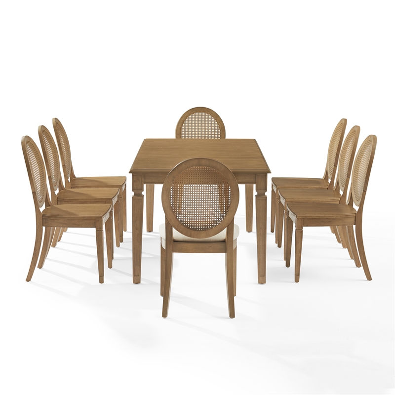Crosley Furniture Katia 9Pc Dining Set With Cane-Back Chairs in Driftwood