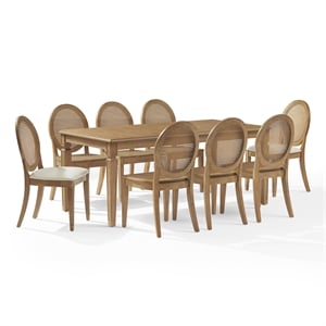 Crosley Furniture Katia 9Pc Dining Set With Cane-Back Chairs in Driftwood