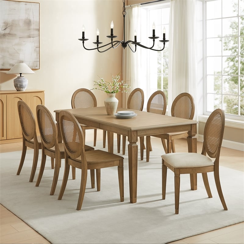 Crosley Furniture Katia 9Pc Dining Set With Cane-Back Chairs in Driftwood