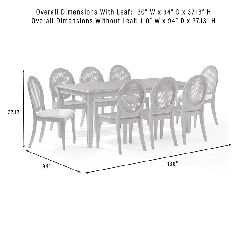 Crosley Furniture Katia 9Pc Dining Set With Cane-Back Chairs in Driftwood