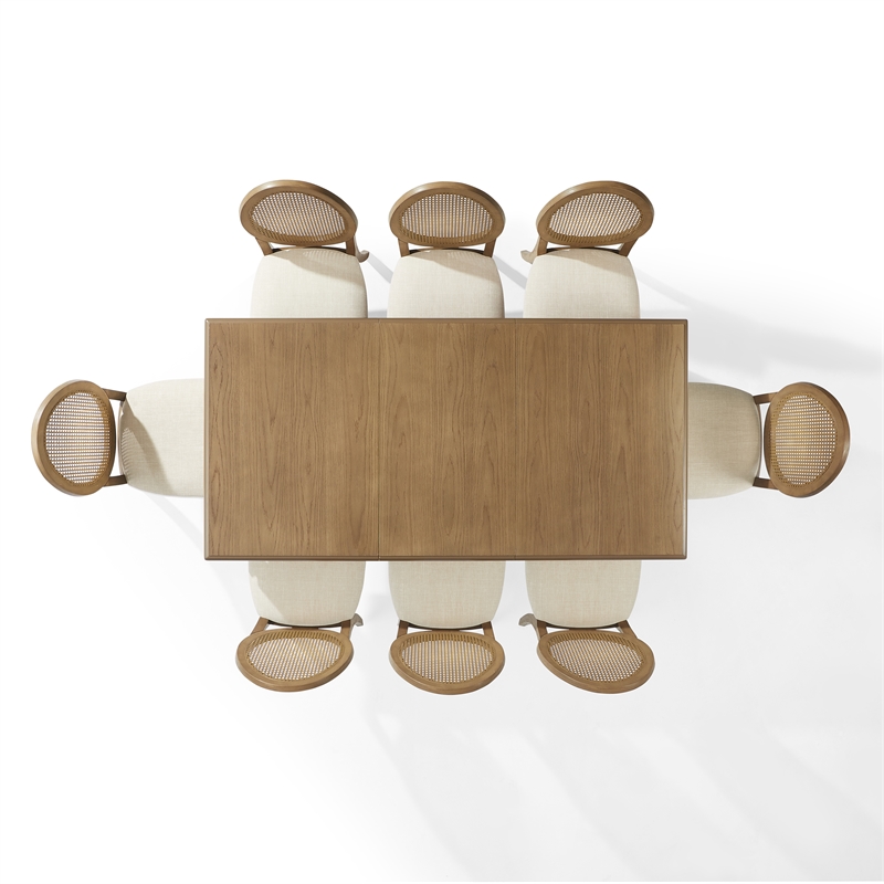 Crosley Furniture Katia 9Pc Dining Table Set For 8 Cane-Back Chairs in Driftwood