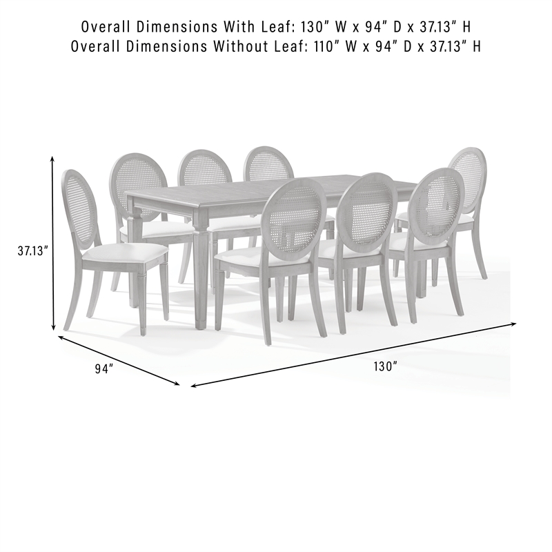 Crosley Furniture Katia 9Pc Dining Table Set For 8 Cane-Back Chairs in Driftwood