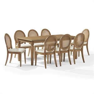 Crosley Furniture Katia 9Pc Dining Table Set For 8 Cane-Back Chairs in Driftwood