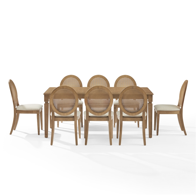 Crosley Furniture Katia 9Pc Dining Table Set For 8 Cane-Back Chairs in Driftwood
