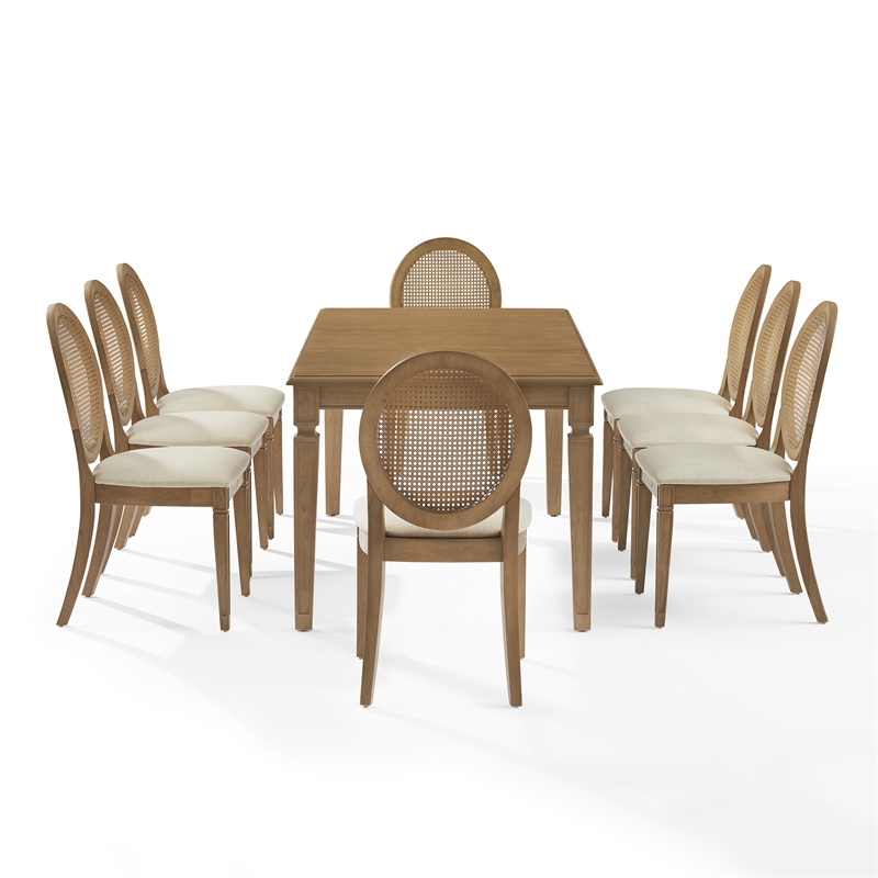 Crosley Furniture Katia 9Pc Dining Table Set For 8 Cane-Back Chairs in Driftwood