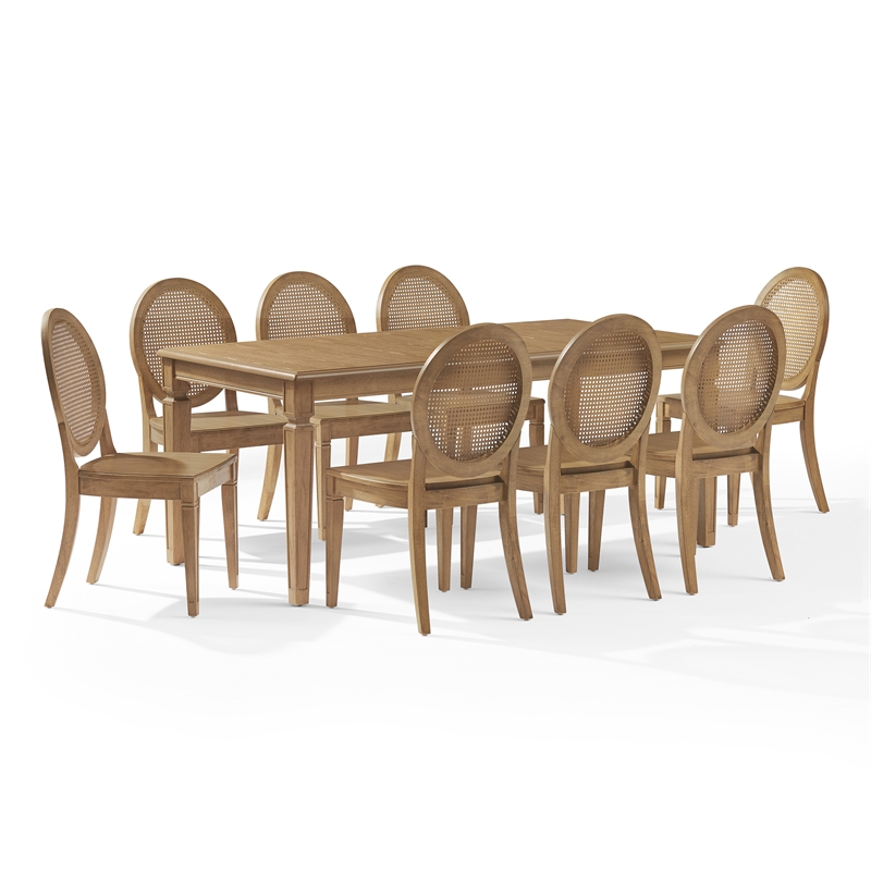 Crosley Furniture Katia 9-Pc Dining Table With Cane-Back Chairs in Driftwood
