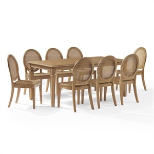 Crosley Furniture Katia 9-Pc Dining Table With Cane-Back Chairs in Driftwood