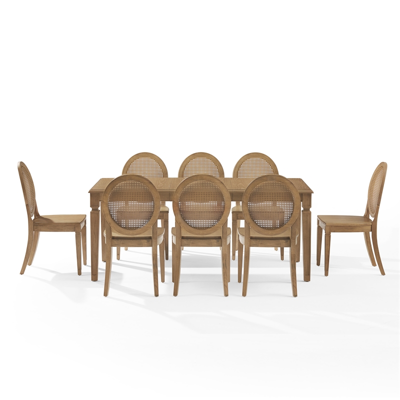 Crosley Furniture Katia 9-Pc Dining Table With Cane-Back Chairs in Driftwood