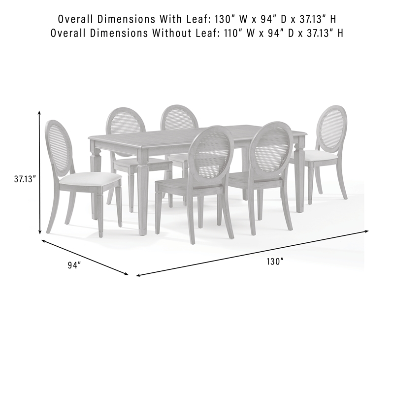 Crosley Furniture Katia 7Pc Dining Set With Cane-Back Chairs in Driftwood