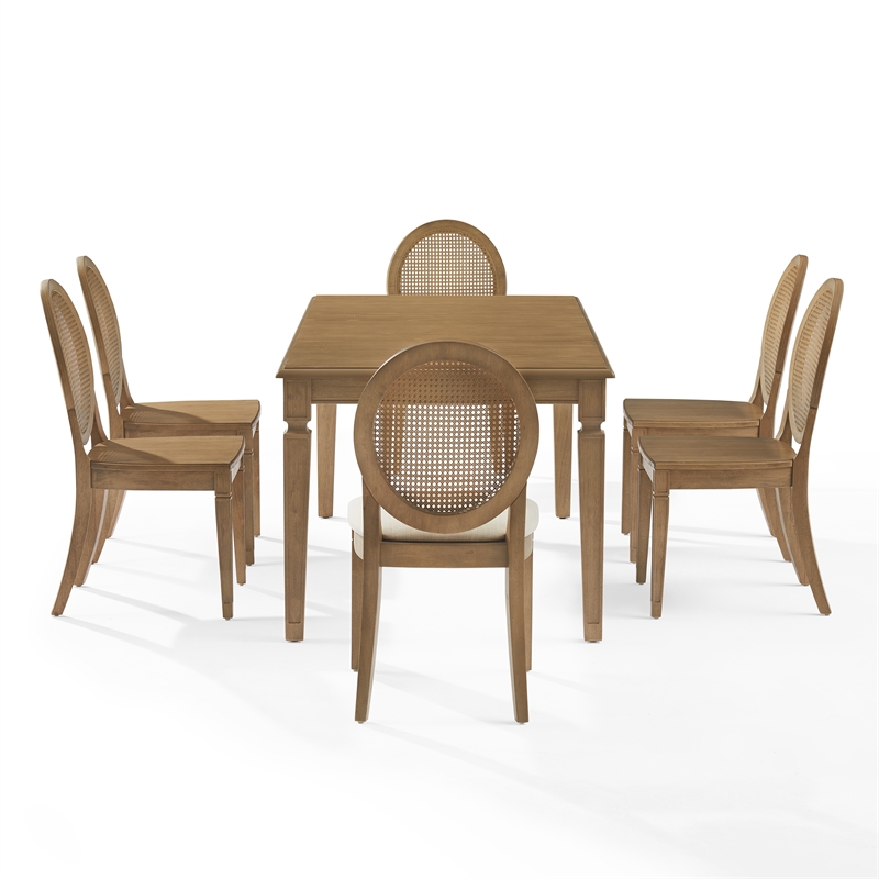 Crosley Furniture Katia 7Pc Dining Set With Cane-Back Chairs in Driftwood