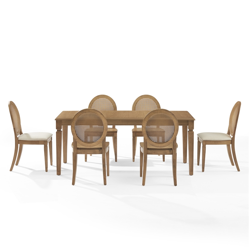 Crosley Furniture Katia 7Pc Dining Set With Cane-Back Chairs in Driftwood