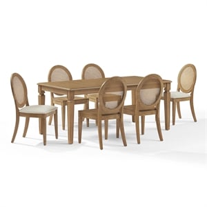 Crosley Furniture Katia 7Pc Dining Set With Cane-Back Chairs in Driftwood