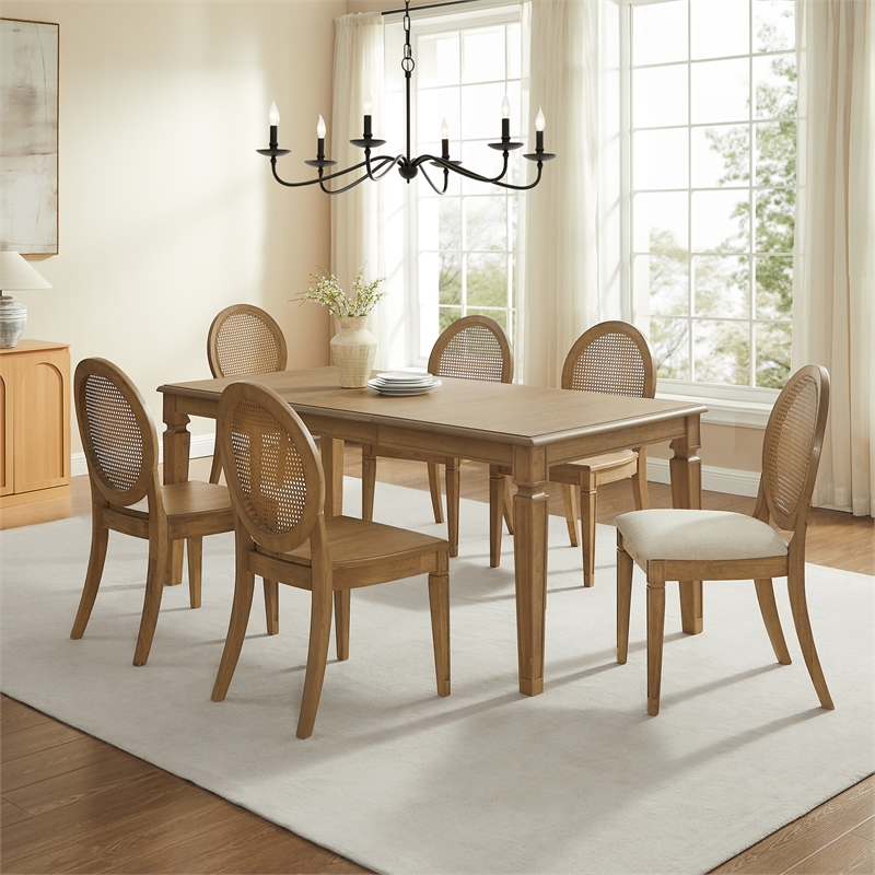 Crosley Furniture Katia 7Pc Dining Set With Cane-Back Chairs in Driftwood